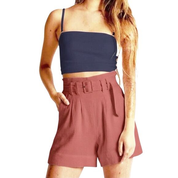 Abercrombie & Fitch Pants - ABERCROMBIE & FITCH Women’s Belted high-waisted Linen Blend Short